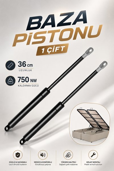 NZB (2 Adet) Baza Makası Gazlı Amartisör Pistonu 750 Newton 36 cm Baza Üst Ka...
