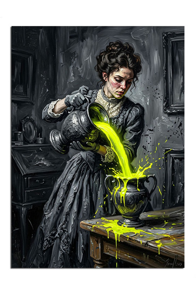 Artmeg Γυναικείος διακοσμητικός καμβάς Green Potion Gothic - Ξύλινος πίνακας MDF