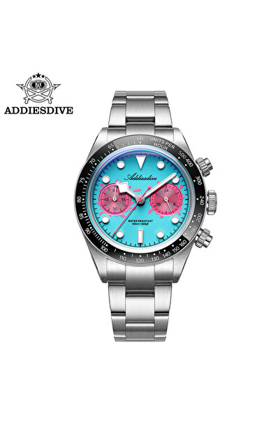 Choice Blue ADDIESDIVE Men's Luxury Quartz Watch Contrasting Dial Ceramic Bez...