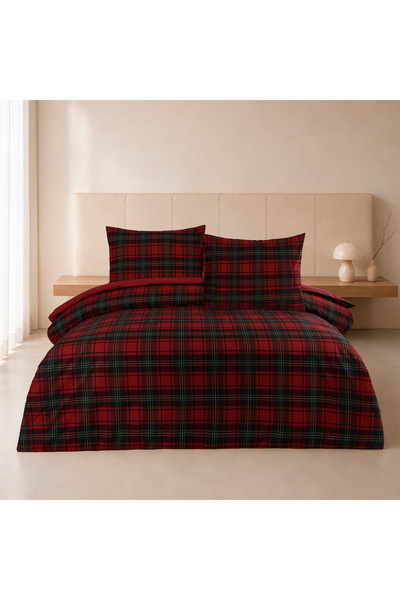 ALTINBAŞAK TEKSTİL Rubino King Size 100% Cotton Ranforce Duvet Cover Set Red ...