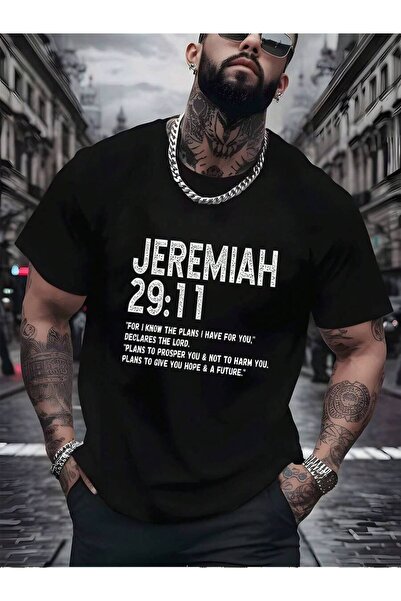 4CR Classic Street Style Jeremiah 29:11 Bible Verse Text Printed T-Shirt | Me...