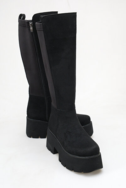 Solo Bag Women's Daily High Wedge Sole Scuba Fabric Flat Heeled Boots