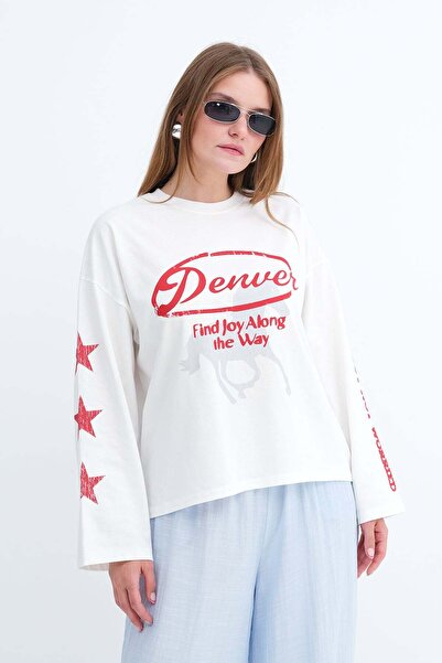 Addax Baskılı Uzun Kollu T-shirt B10763
