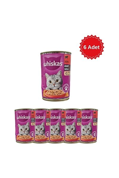 Whiskas Sığır Etli Konserve Kedi Maması 400 gr x 6 Adet - Gerçek Et Lezzeti, ...