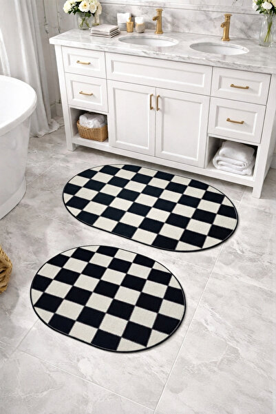 DEKOMOD Decorative Digital Printed Set of 2 Bath Mat Non-Slip Base Toilet Set