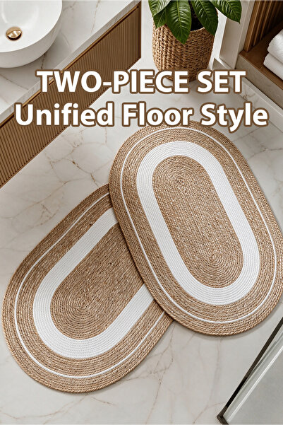 Generic Brand Natural Jute Carpet 50x75cm 2PCS – Jute Rug Doormat, Washable &...