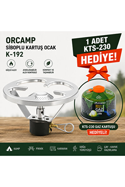 YANARLAR Orcamp K-192 Siboplu Kartuş Ocak – 1 Adet KTS-230 Gaz Kartuşu Hediyeli
