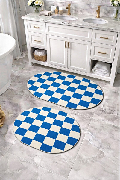 DEKOMOD Decorative Digital Printed Set of 2 Bath Mat Non-Slip Base Toilet Set