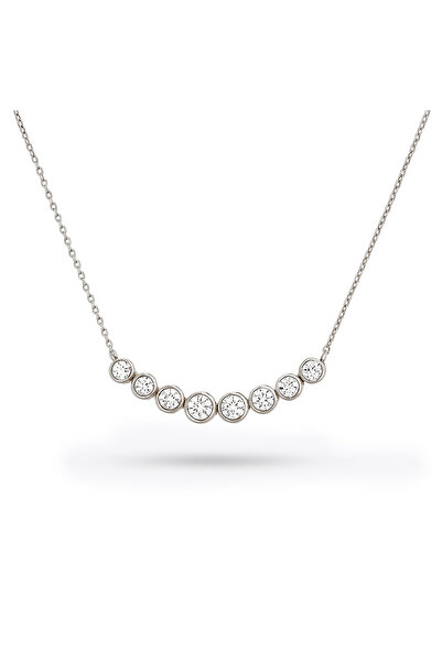 OPAL Colier din argint 925 cu pandantiv cu zirconiu alb