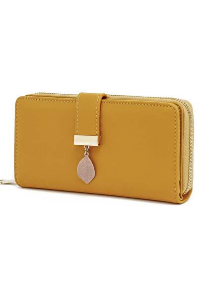 Generic Brand Portofel de dama Tan Tomi, 19.5 x 10 x 3.5 cm, textil, piele ec...