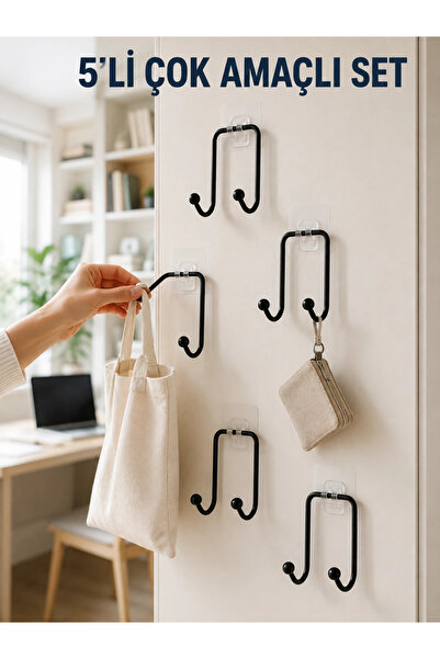 shopwave Krm 5-Piece Adhesive Hanger Set Multi-Purpose Hanger for Kitchen, Ba...
