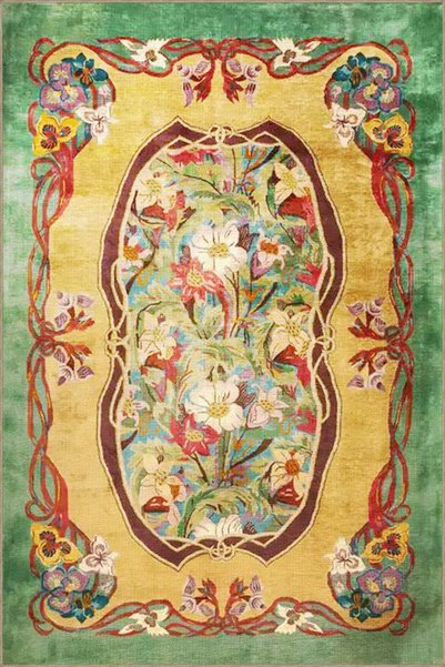 Rugs Modern Halı Green Yellow Themed Floral Flower Patterned Creative Modern ...