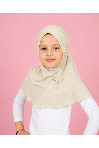 Linda Hijab Pink Hijab for Kids – Modest Islamic Headscarf with Lace Ruffle T...