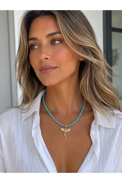 House Of Glix Turquoise Summer Turquoise Colored Shiny Firefly Gold Motif Ant...