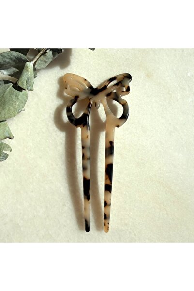 nesdesignn Kelebek Small Bone Hairpin (Cream Leopard)