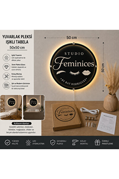 doğa reklam salihli Kişiye Özel Yuvarlak Pleksi Glass Işıklı Tabela 50x50 cm ...
