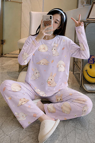 Zaya Homewear Uzun Kollu Pijama Takımı Rabbit 2 Süpersoft Basic Süprem