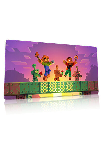 Duvarda Minecraft Gaming Oyuncu 90x40 cm Mouse Pad Kaymaz Tabanlı XL Mousepad