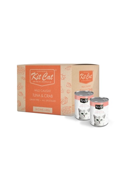 Kit Cat كرتون طعام رطب للقطط بنكهة التونة والسلطعون400غ*24 علبة
