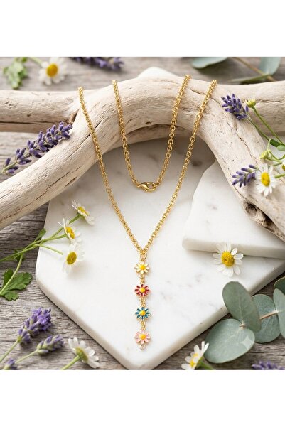 Shiklik Colorful Floral Daisy Figured Dangle Women's Chain Necklace