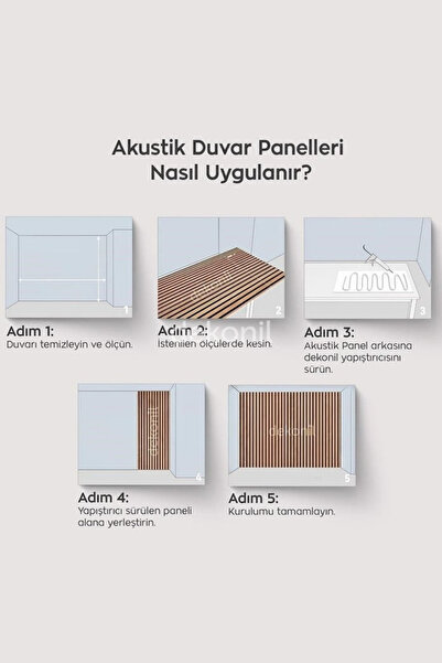 Dekonil Mdf Ahşap Keçeli Akustik Duvar Paneli 60x60 cm - Antrasit