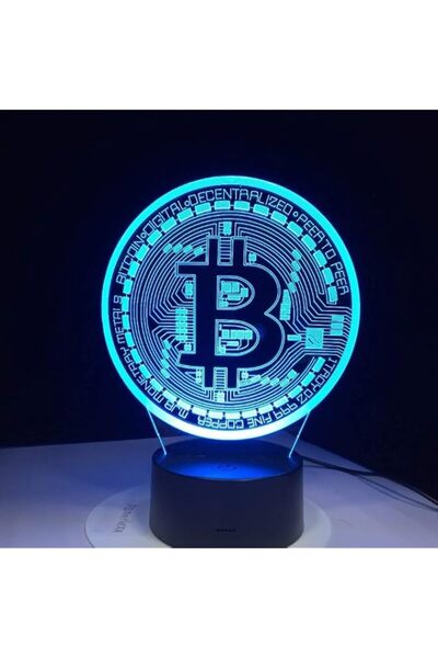 Generic Brand 3D Light Bitcoin Sign Ball Optical Illusion Table Light Mood La...