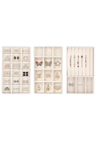 Generic Brand 3 Pcs Velvet Jewelry Tray, Stackable Jewelry Organizer, Necklac...