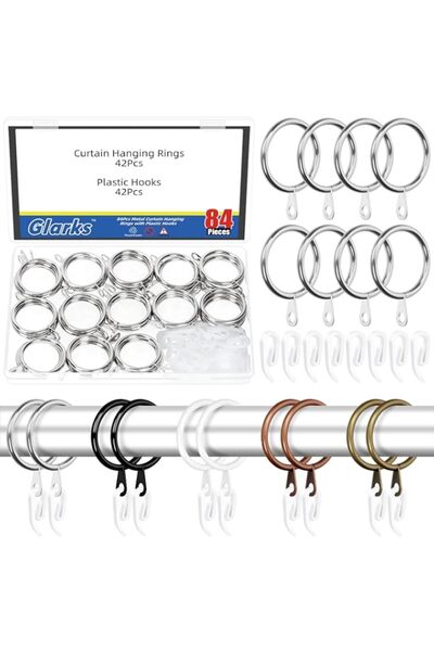 Generic Glarks 42 Sets 30mm/1.2Inch Silvery Metal Drapery Curtain Hanging Rin...