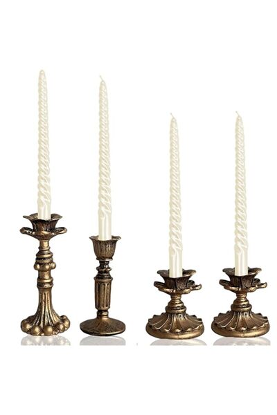 Generic Vintage Candlestick Holder for Taper，Resin Candle Holder Antique Bron...
