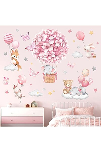 Generic Brand decalmile Animals Hot Air Balloon Wall Decals Flowers Balloons ...