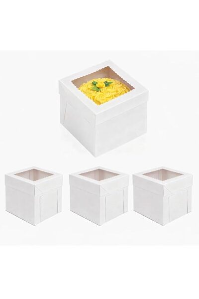 Generic White Cake Boxes with Top Window, 12x12x14 inch (30x30x35 cm), 3 Box ...