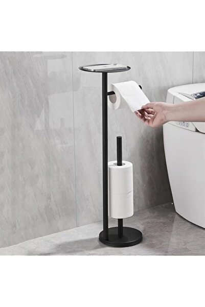 Generic Toilet Paper Holder Stand with Top Storage Shelf, Free Standing Bathr...