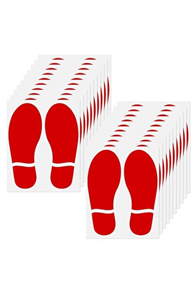 Generic Brand 20 Pairs Red Footprint Stickers 3 × 7 Inches Vinyl Self Adhesiv...