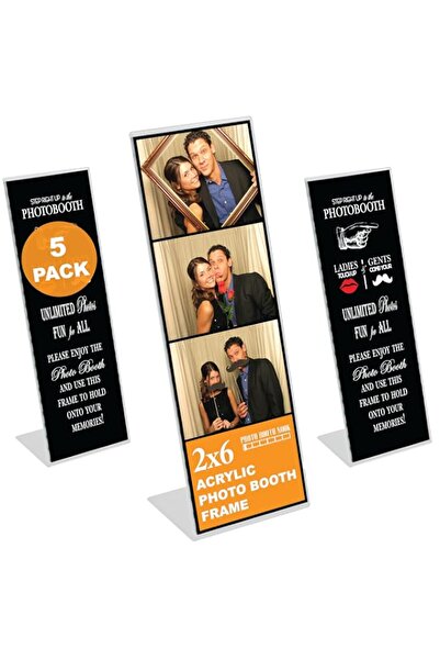 Generic Brand 2 x 6 Inch Slanted Photo Booth Frames & Signs Holder, Clear Ang...