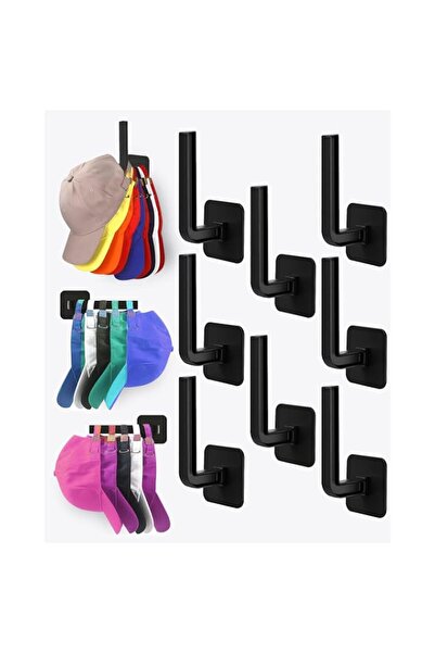Generic 8-Pack Adhesive Hat Organizer for Wall, Racks for Baseball Caps, No D...