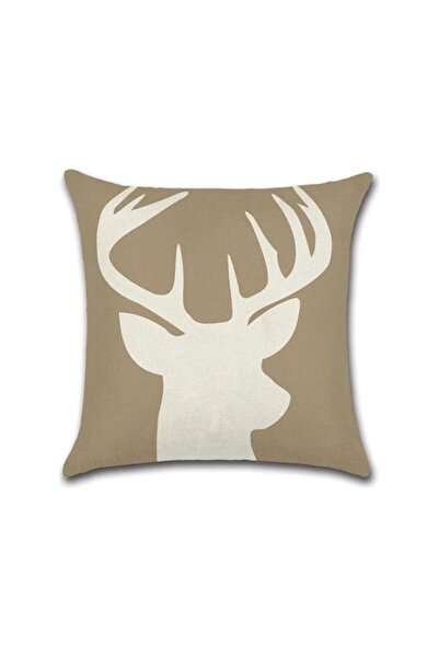 Generic Brand RISHAHOME Deer Printed Cushion Cover Cotton Blend Brown/White 4...