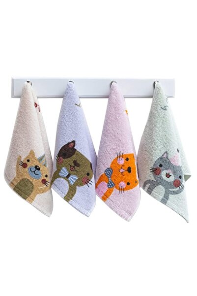 Generic Bathroom Hand Towels, 4-Pack Cartoon Cat Hand Towel Soft 100% Cotton ...