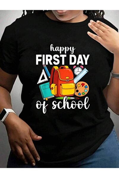 23ERVA Happy First Day Of Teacher Women Back To School Black Graphic T Shirts...