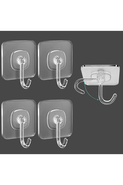 Generic Tazweeq 5Pcs Clear Sticky Hooks, Heavy Duty Damage Free Self-Adhesive...