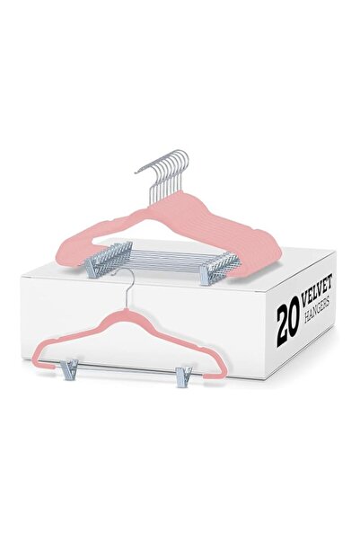 Generic Zober Velvet Hangers with Clips Pack of 20, Non Slip Clothes Hangers ...
