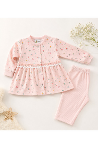 UmBaby Baby Girl Ribbed Combed Cotton Set -0-3/3-6