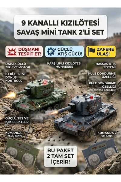 Boratila Toys 2 Lİ TANK SAVAŞ SETİ 1:64 Ölçek 2.4 Ghz 9 Kanal Kızıl Ötesi Sav...