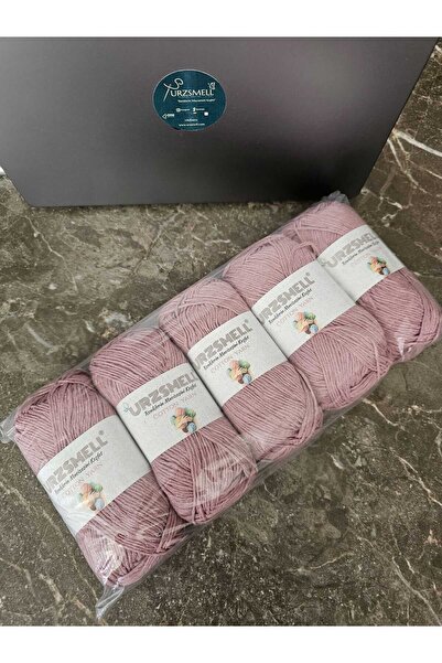urzsmell Cotton Knitting Yarn 5-Pack 500 Gr. Dried Rose (100Gr, 200Mt Dir.)