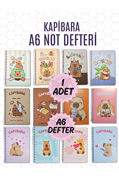 Ceylan Kırtasiye Kapibara Karakterli A6 Not Defteri Ödev Defteri (1 ADET)