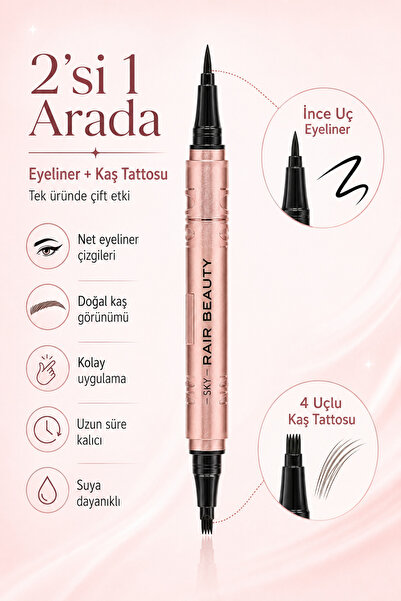 rair 2’si 1 Arada Siyah Eyeliner ve Kaş Tattosu Kalemi – Doğal Kıl Efekti, İn...