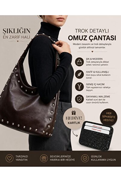 DEZ STORE Milano Zımbalı Hobo Omuz Çantası