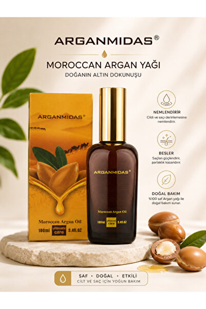 Arganmidas Moroccan Argan Yağı 100 ml – Saç, Cilt ve Tırnak İçin Çok Amaçlı D...