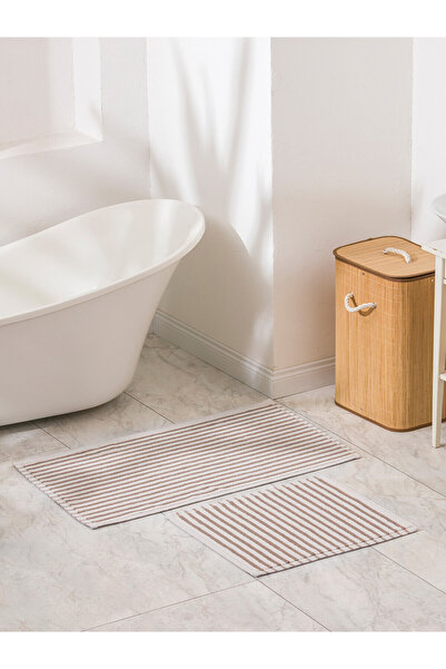 LC Waikiki Two Mt Shop Quality Striped Bath Mat Set of 2