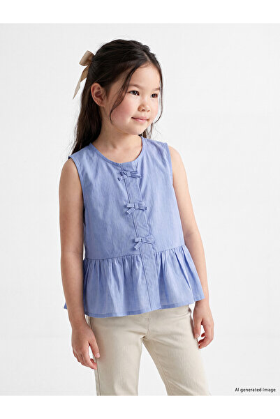 LC Waikiki Alita City Girl's Shirt with Bow and Ruffles