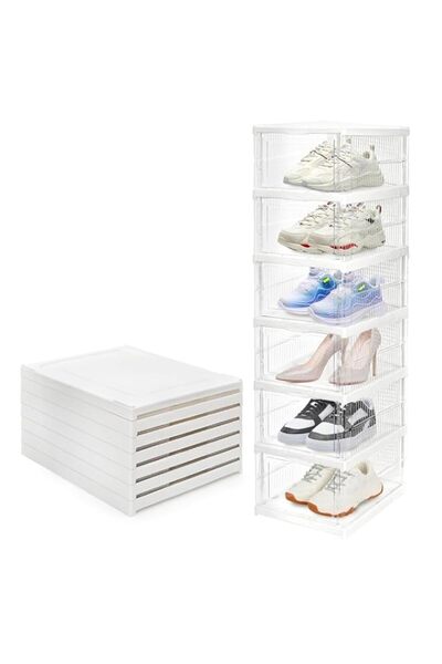 Generic TAME 6 Pack Clear Shoe Boxes Stackable, Drop Front Shoe Storage Box, ...